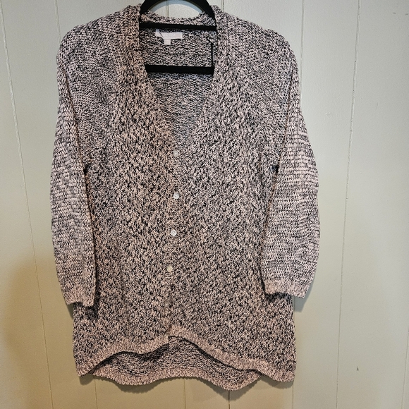 Joan Vass Sweaters - Joan Vass Marled Button-Front Cardigan Plus-Size 1X, Black & White, Grandmacore